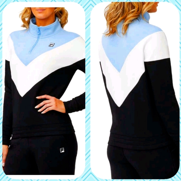 FILA Pullover Chevron Blue White and Black - Picture 3 of 4
